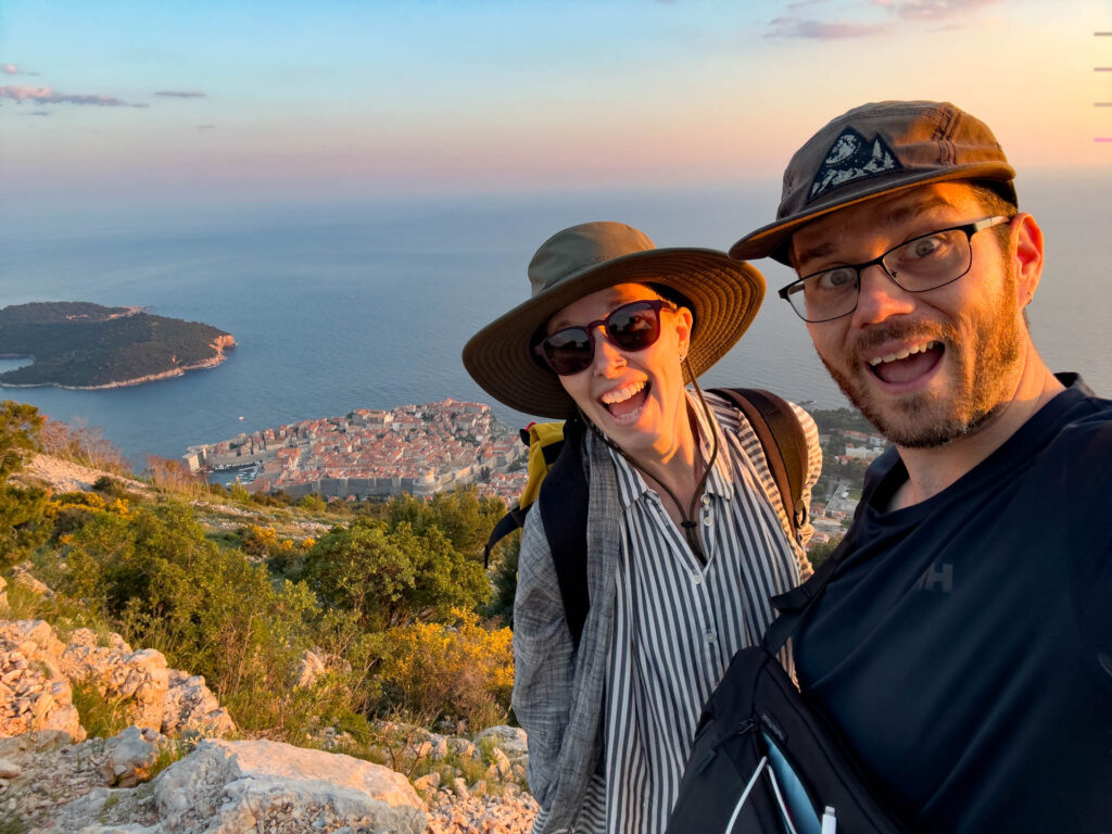 smiling at the top of Srđ in Dubrovnik.