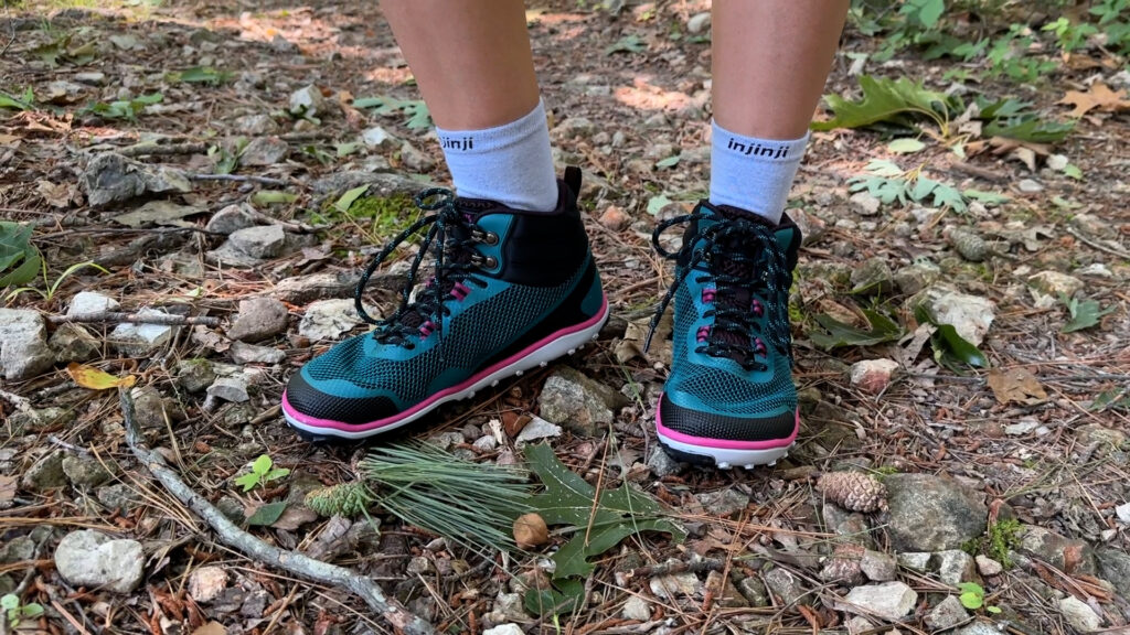 The Xero Shoes Scrambler Mid barefoot hiking boot.