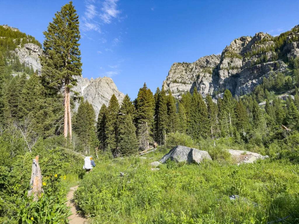 Backpacking in the mountains.