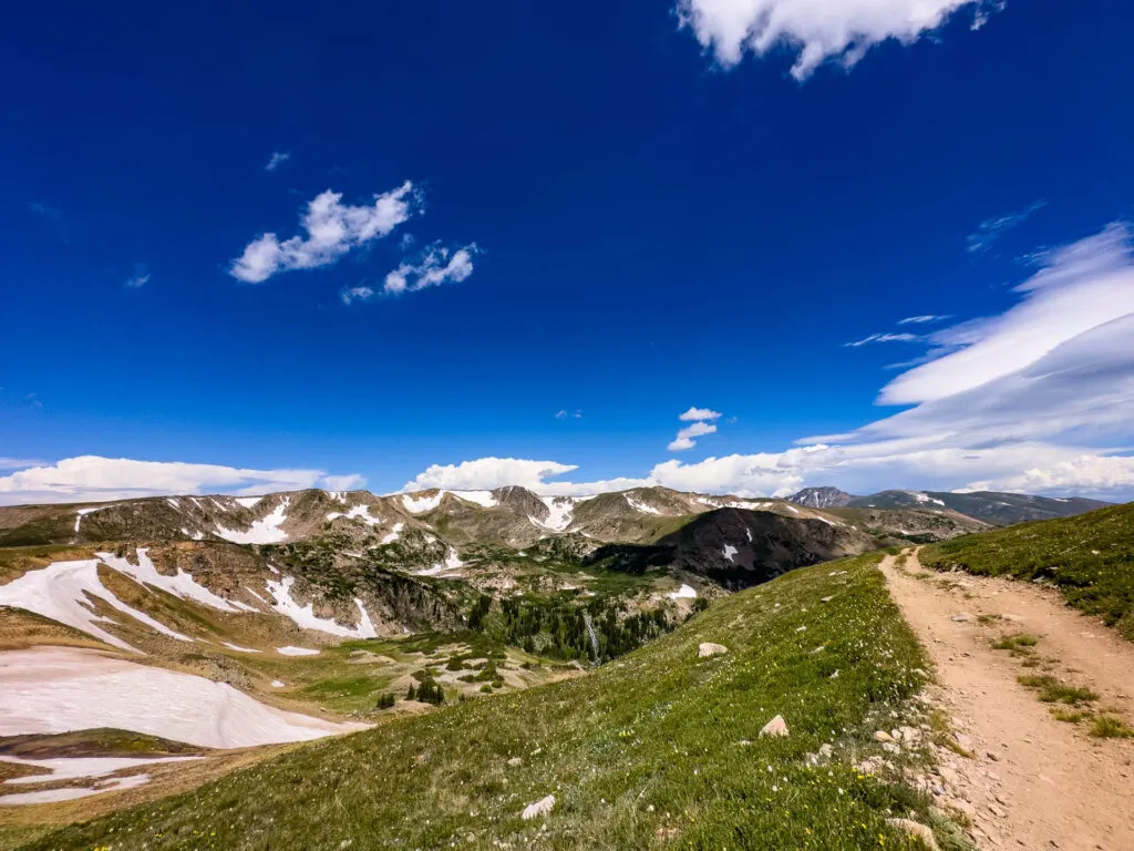 Backpacking in Colorado during The Fjallraven Classic USA: A trail lead toward mountains.