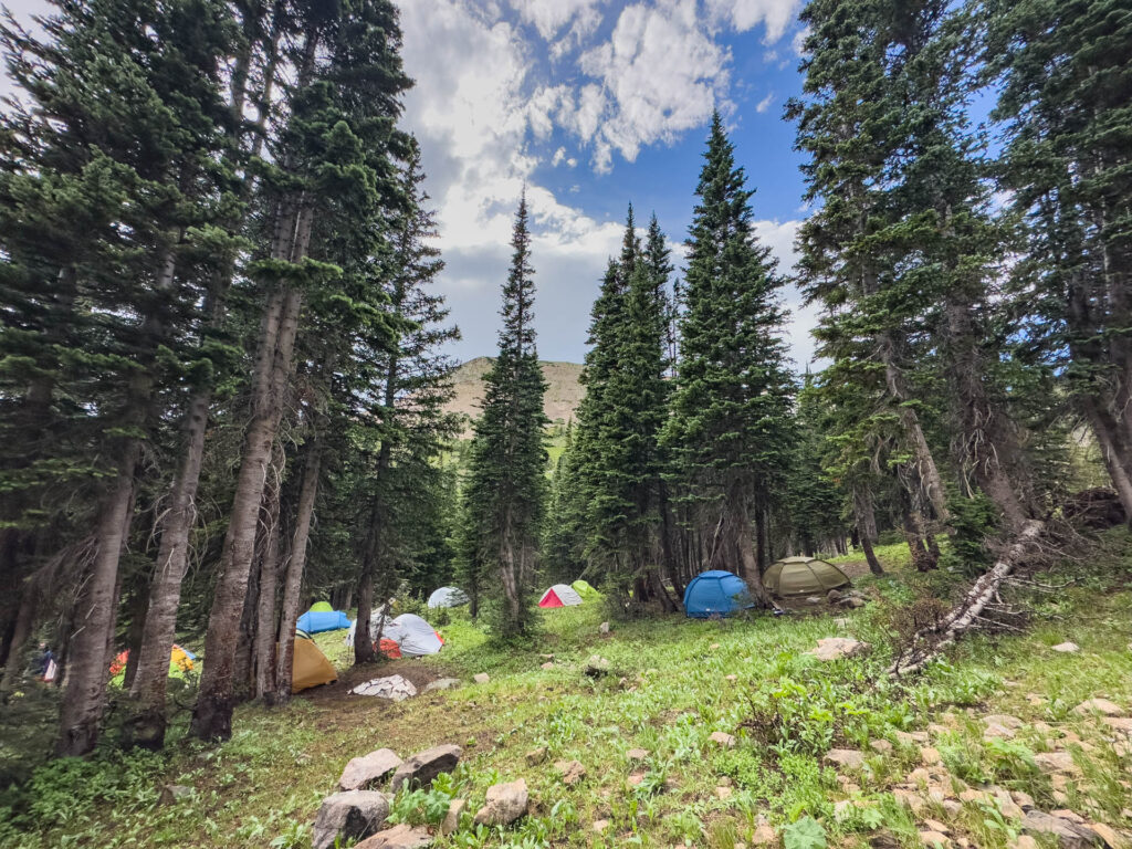 Tents set up at group camp during the Fjallraven Classic USA.