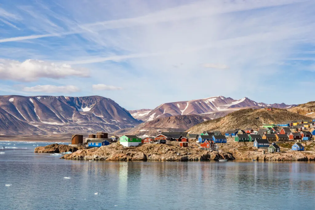 the colorful town of Ittoqqortoormiit in East Greenland.
