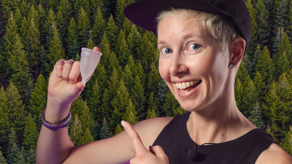 Woman holding a diva cup