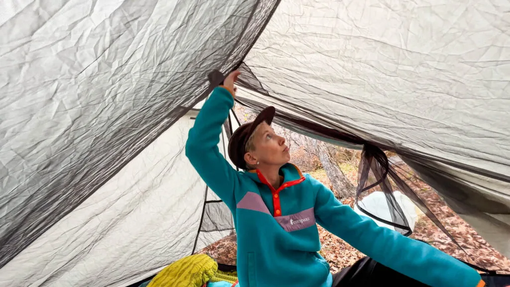 There's plenty of headroom in the Durston X-Mid 2 ultralight tent.