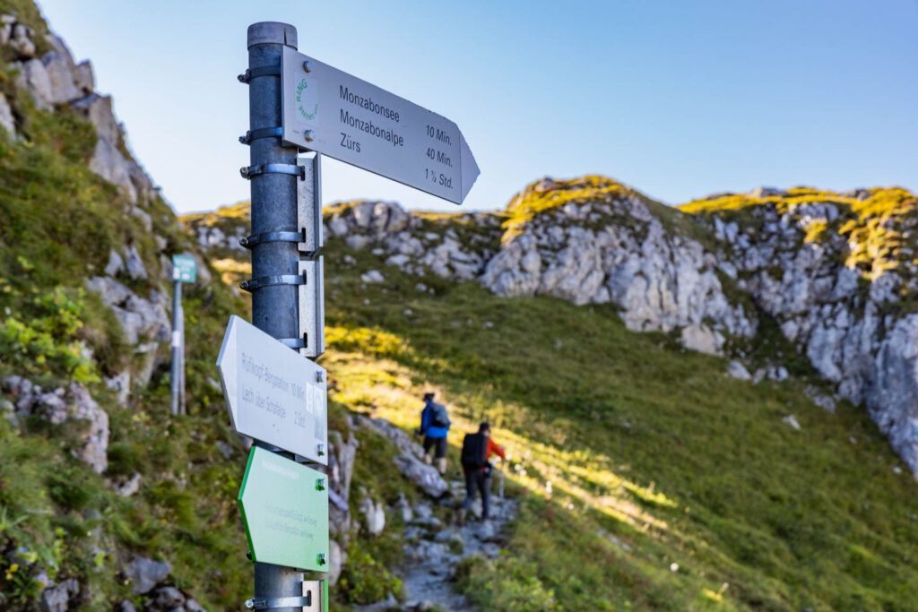 Signage along the Arlberg Trail in Austria.