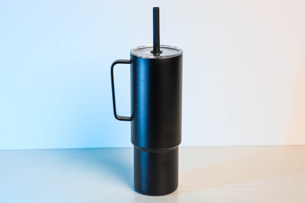 A black MiiR everyday straw cup.
