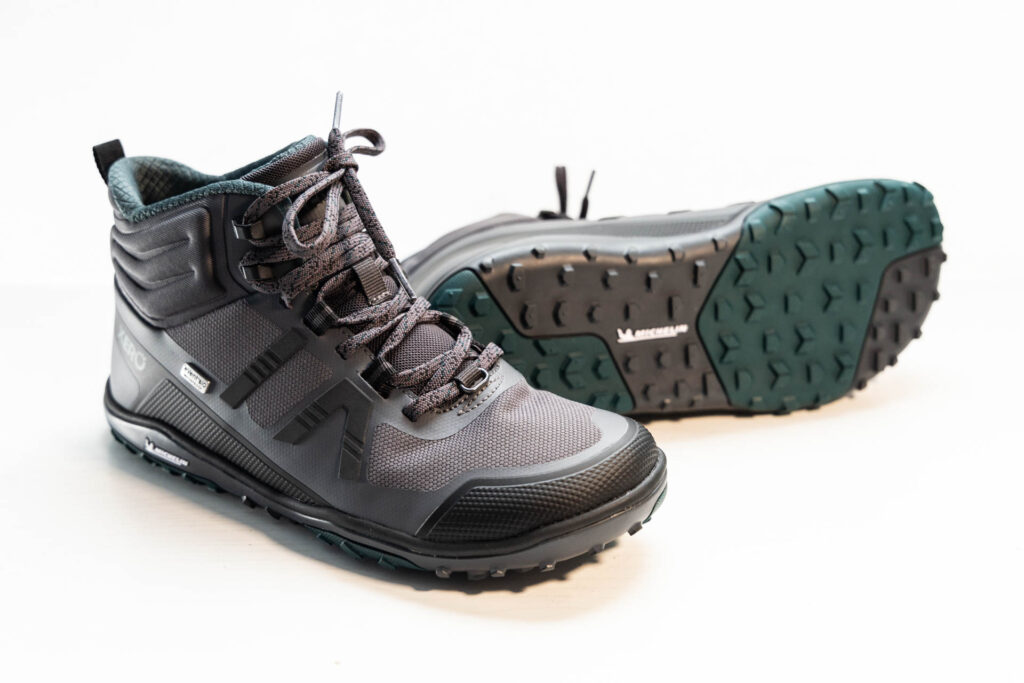 The Xero Shoes Scrambler Mid II Waterproof barefoot hiking boots.