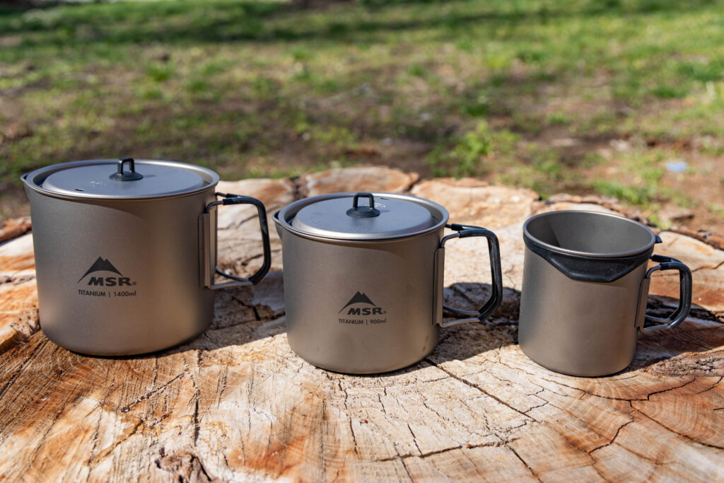 MSR Titanium Kettles and mug.