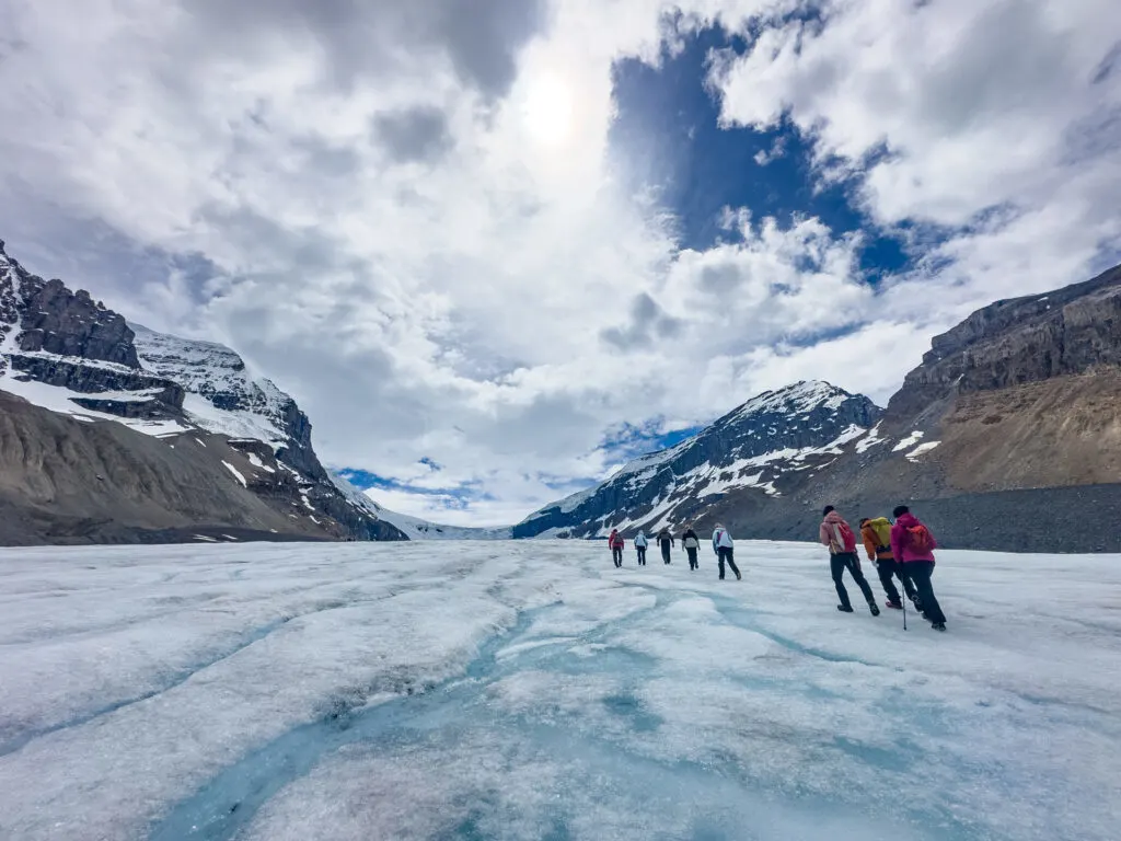 Walking on Athabasca Glacier with IceWalks at the Columbia Ice Field.