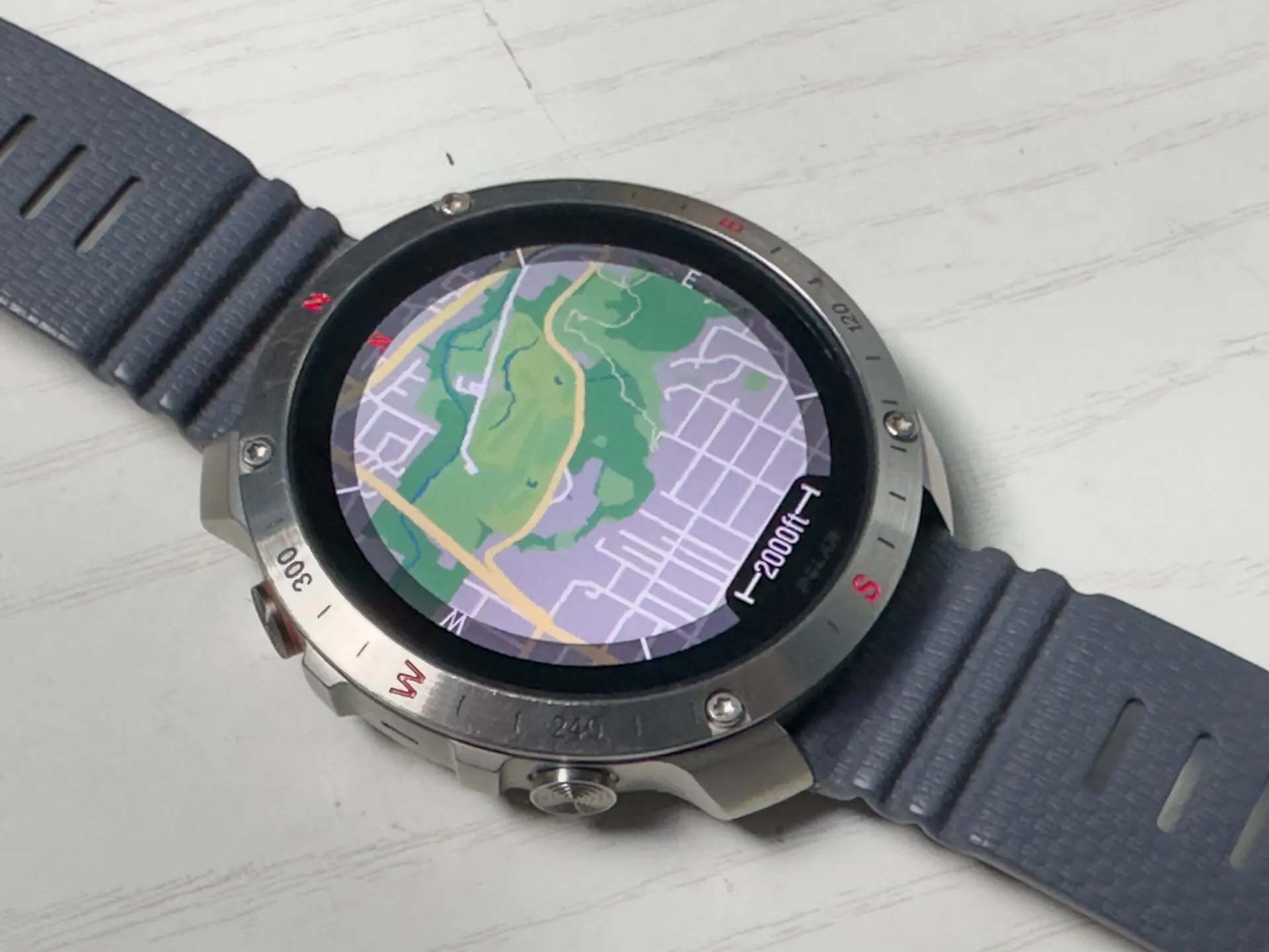 Polar Grit X2 Pro GPS Watch showing map function.