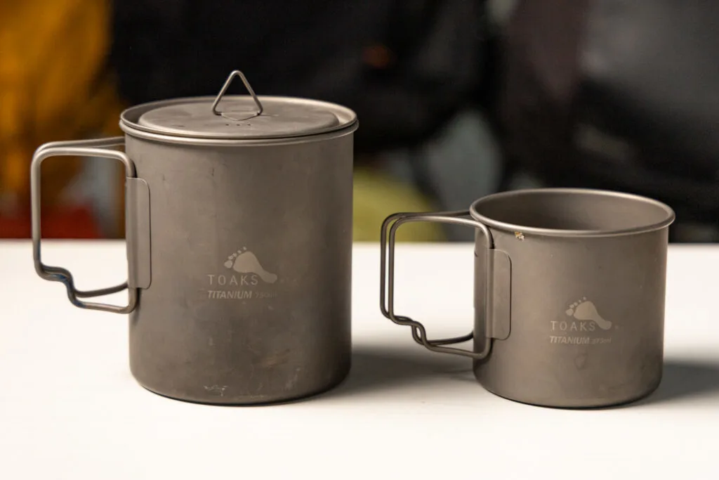 Toaks Titanium Pot 750ml and mug.