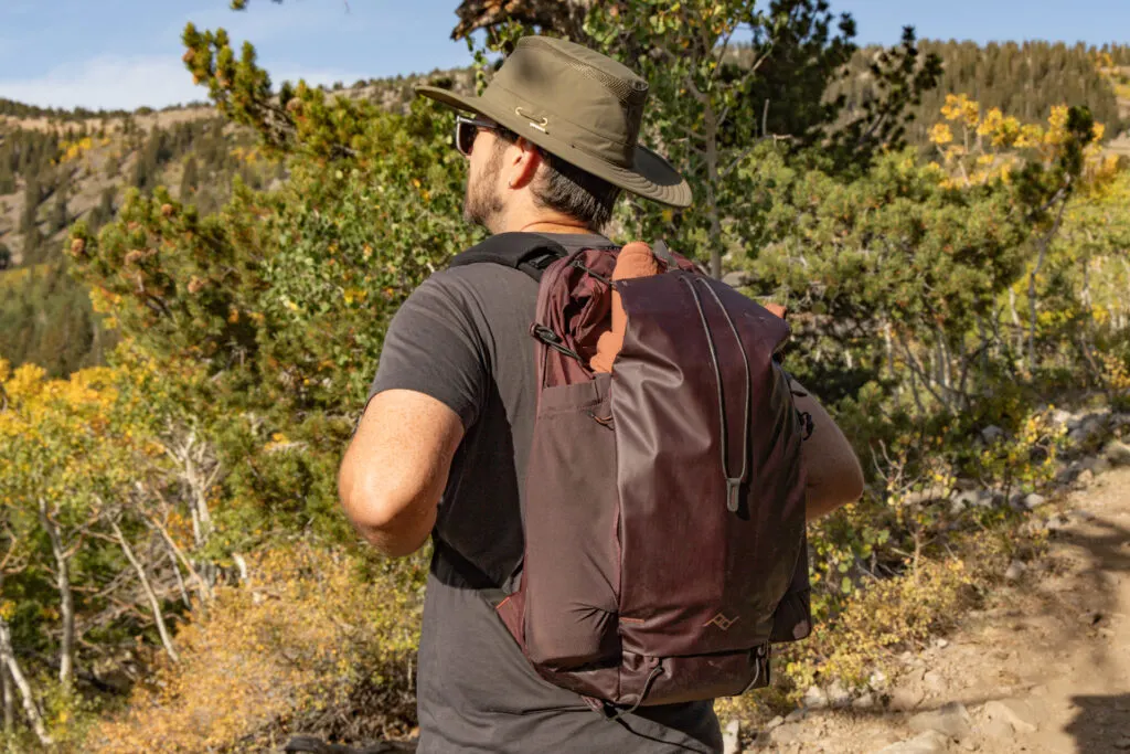 Hiking with the Peak Design Outdoor 25L Backpack.