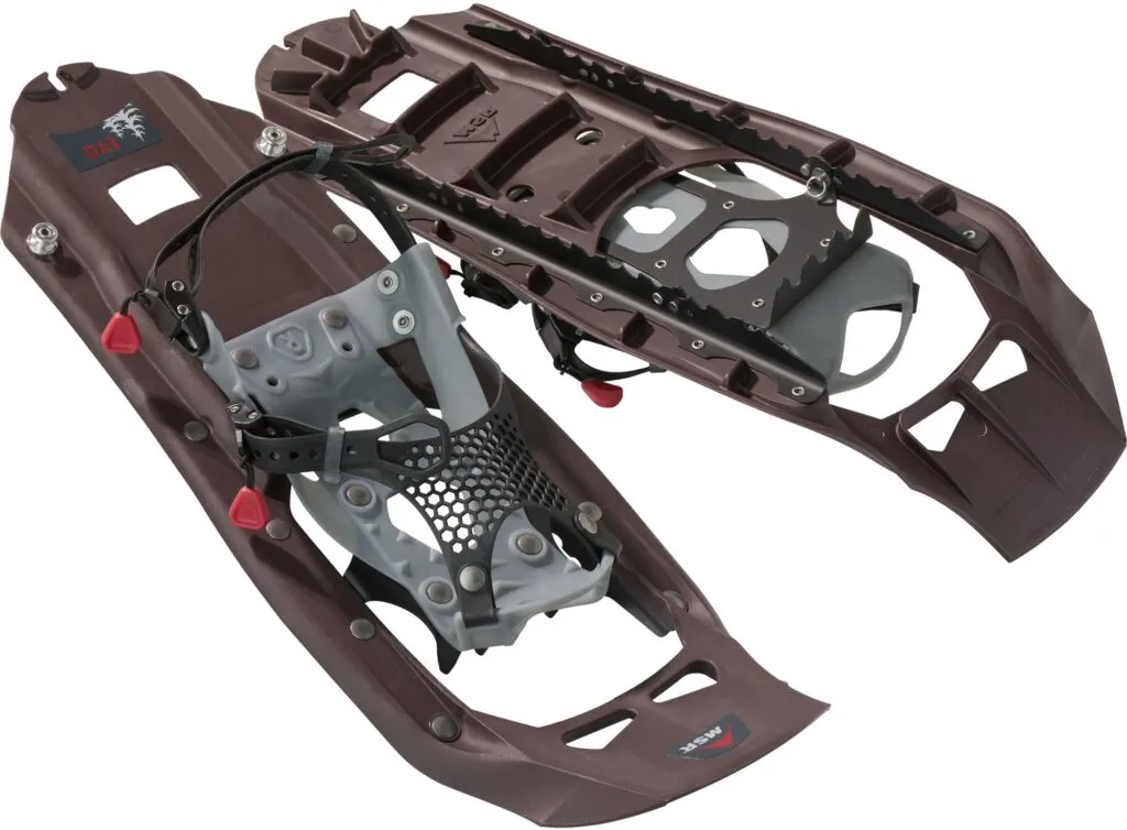 The top and bottom of the MSR Evo Trail Snowshoes.