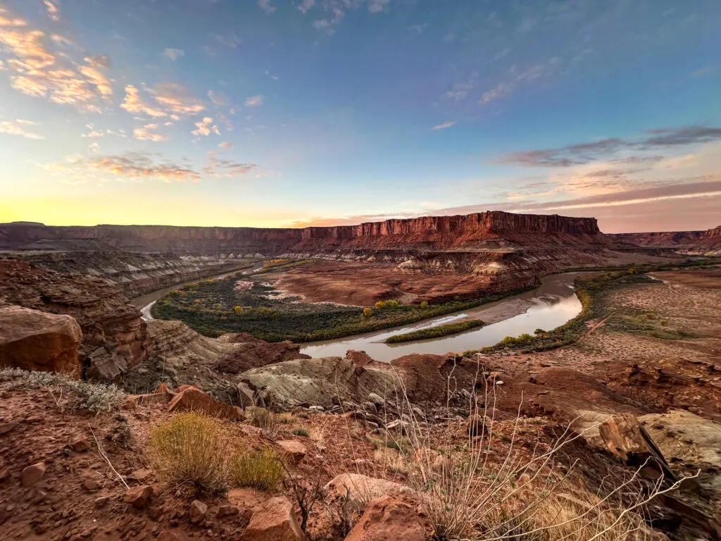 A view of the river along White Rim Trail in Canyonlands, Utah.