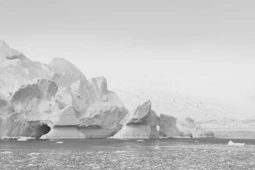 Glaciers and Icebergs in Antarctica.