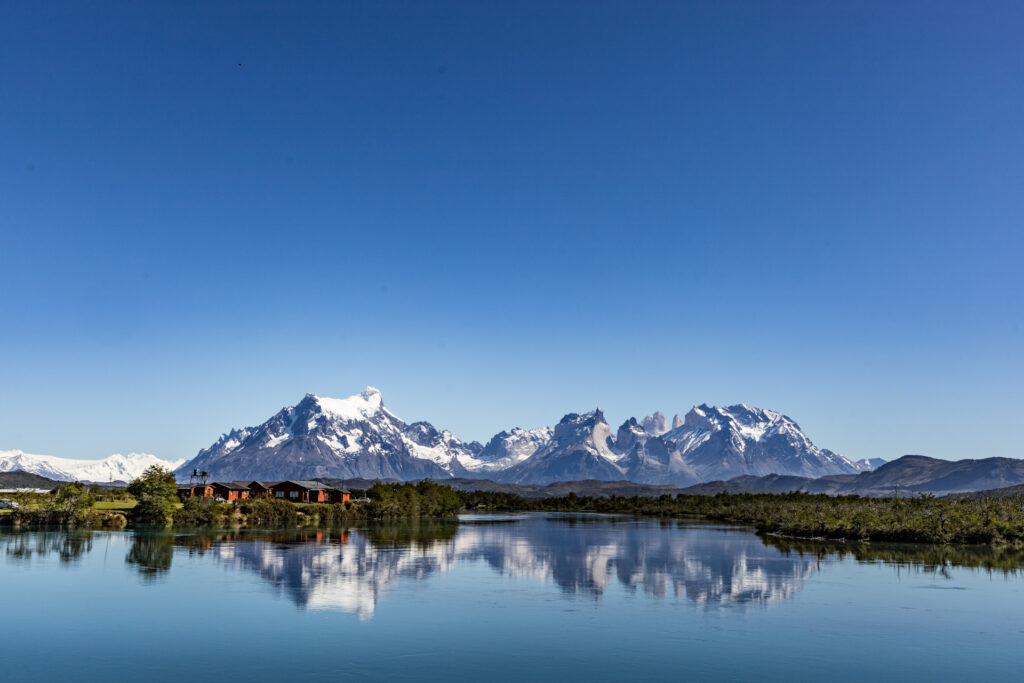 A view of Torres del Paine national park from the Classic finish line.