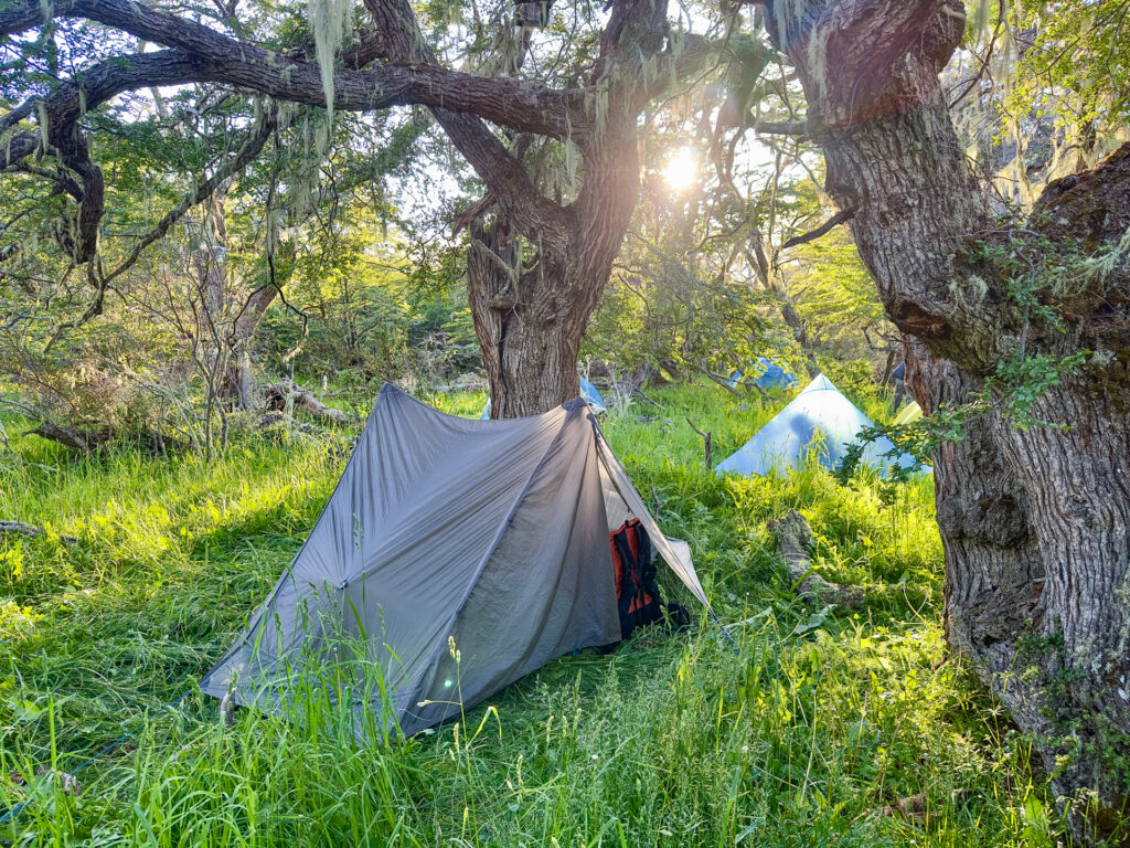 Tents at a campground during the Fjällräven Classic Chile.