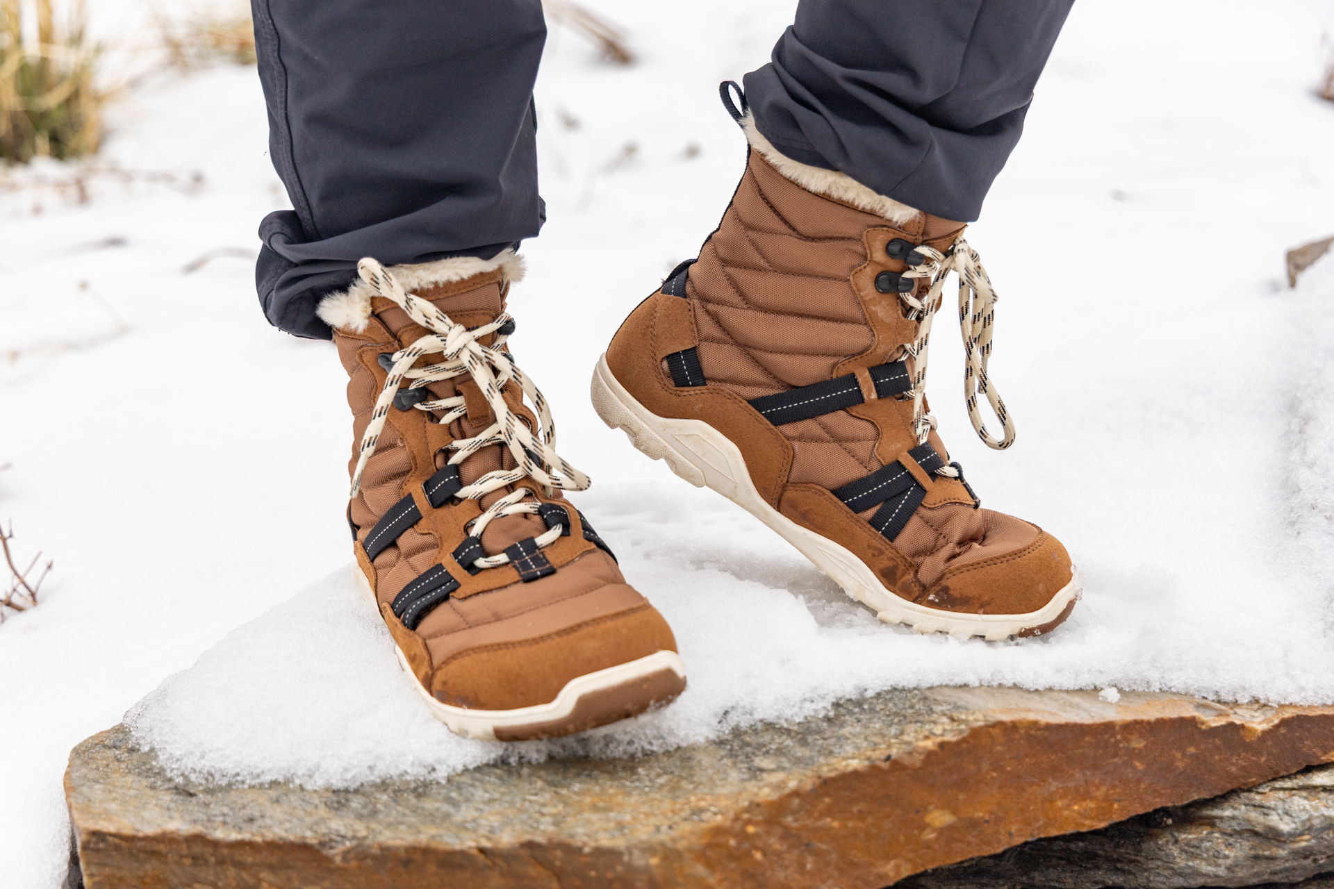 The Xero Shoes Alpine Boot in the snow.