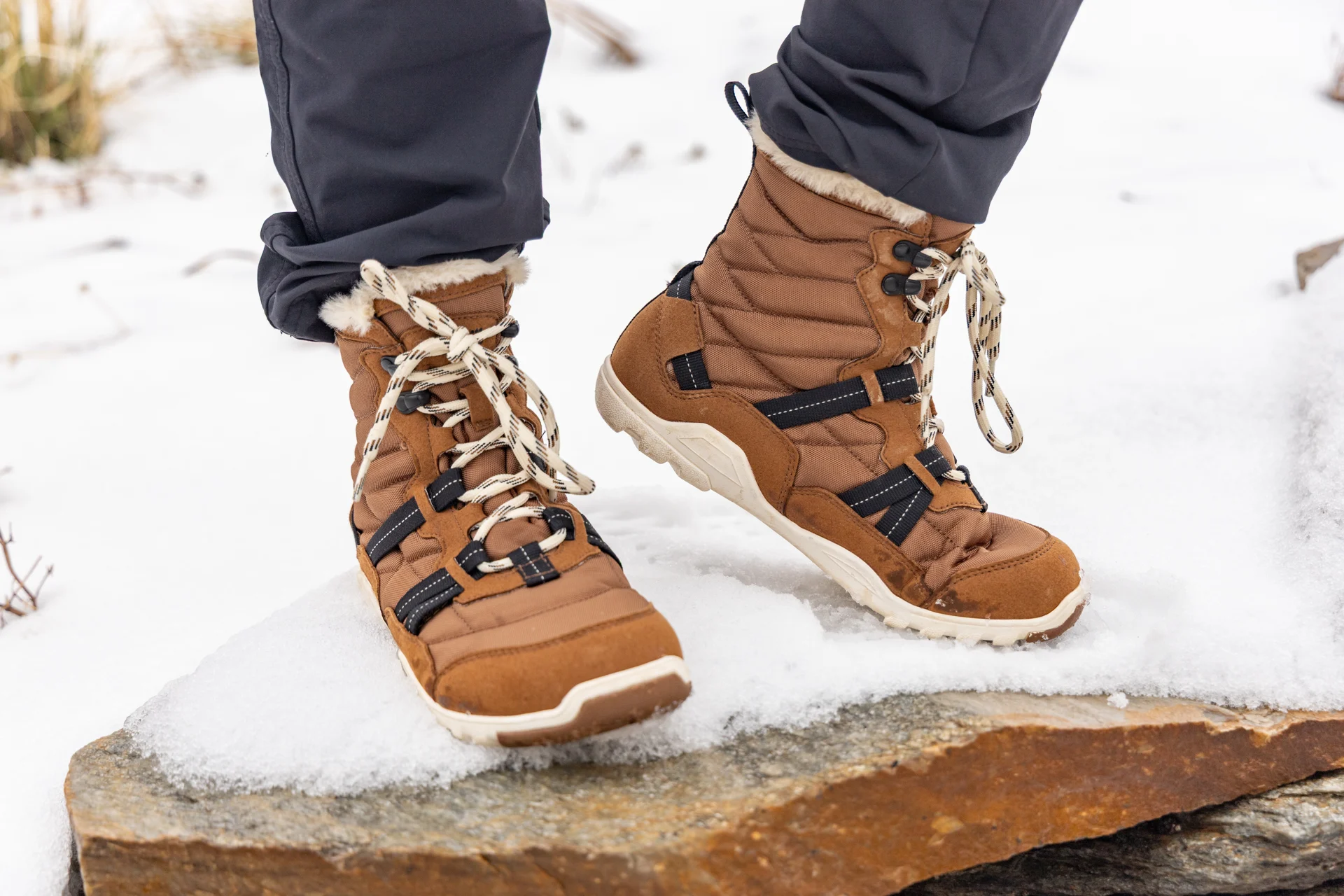 The Xero Shoes Alpine Boot in the snow.