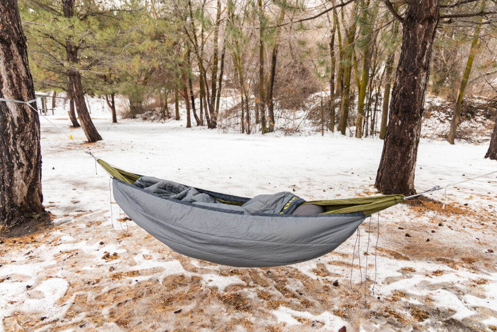 The Eno SubLink Hammock Camping System, including a hammock, underquilt and topquilt.