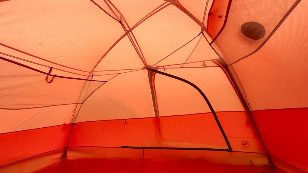 The interior of the Big Agnes Copper Spur 3 tent.