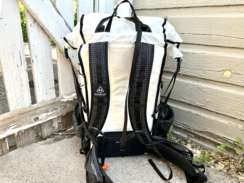 the back panel and shoulder straps on the Hyperlite Unbound 55 Backpack.