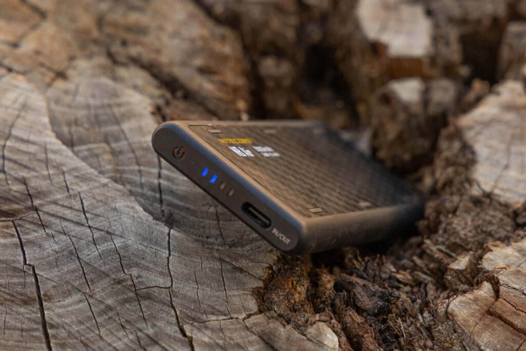 The Nitecore NB Air UL power bank's input and indicator lights.