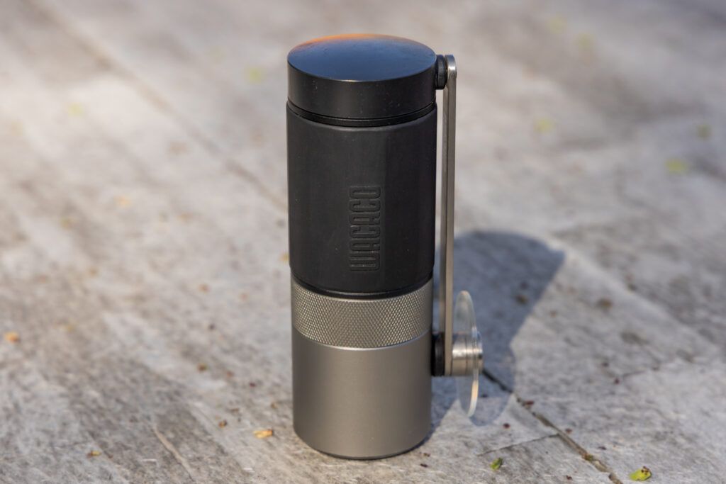 The Wacaco Exagrind manual coffee grinder.