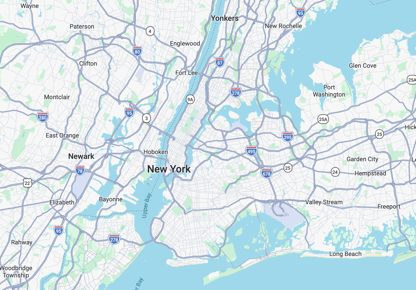 Google Maps image of NYC.