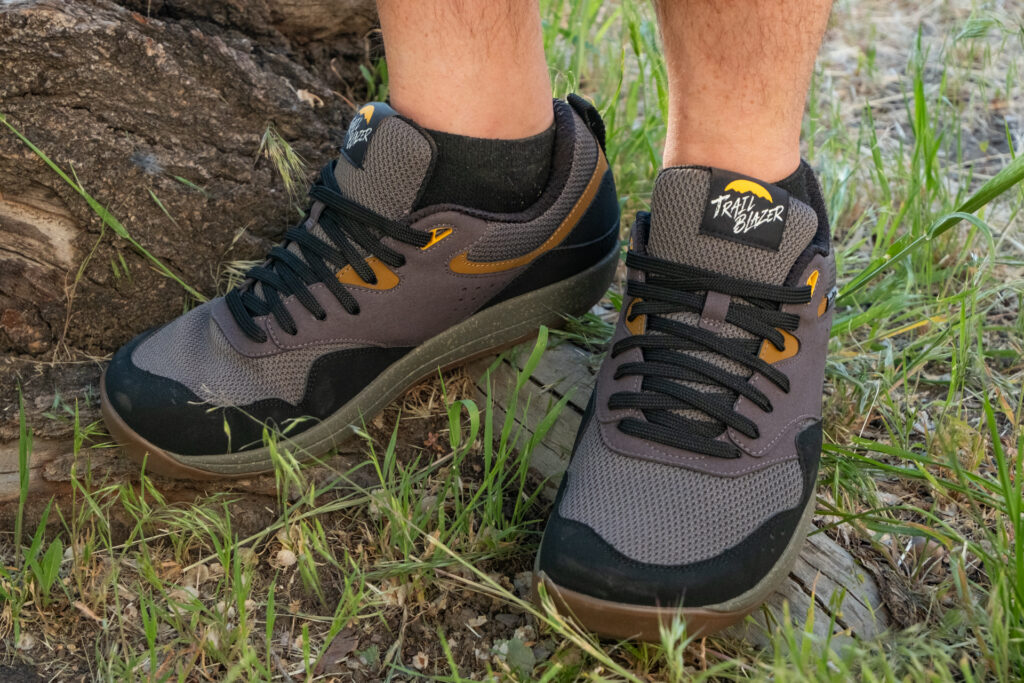 Lems Trail Blazer barefoot wide toe box hiking shoes.