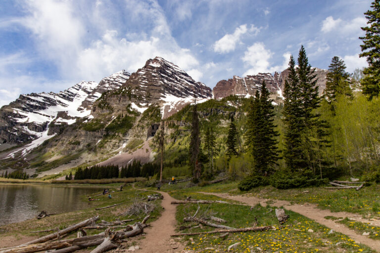 Mountains and Crater Lake at Maroon Bells, Aspen, CO.