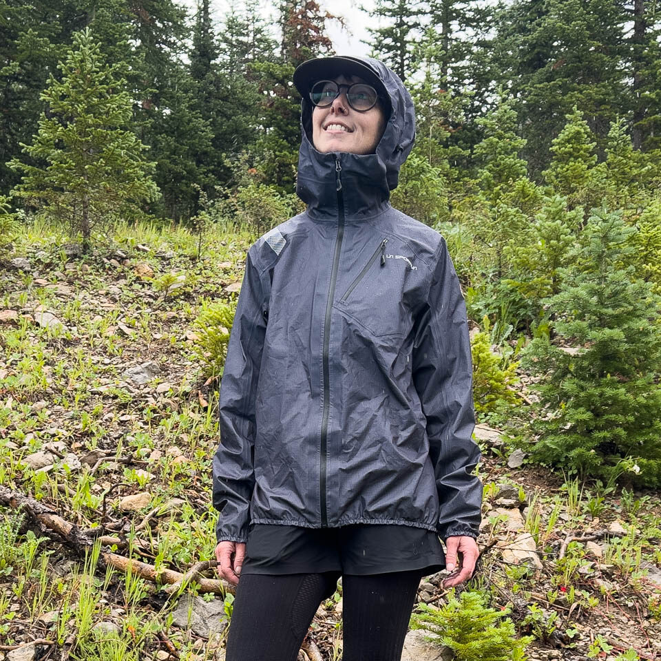 The La Sportiva Aequilibrium ultralight rain jacket.